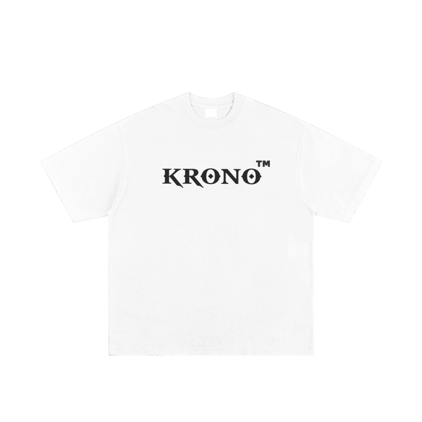 White t-shirt with 'KRONO' logo on a white background
