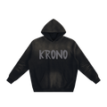 Black hoodie with 'KRONO' text on a white background