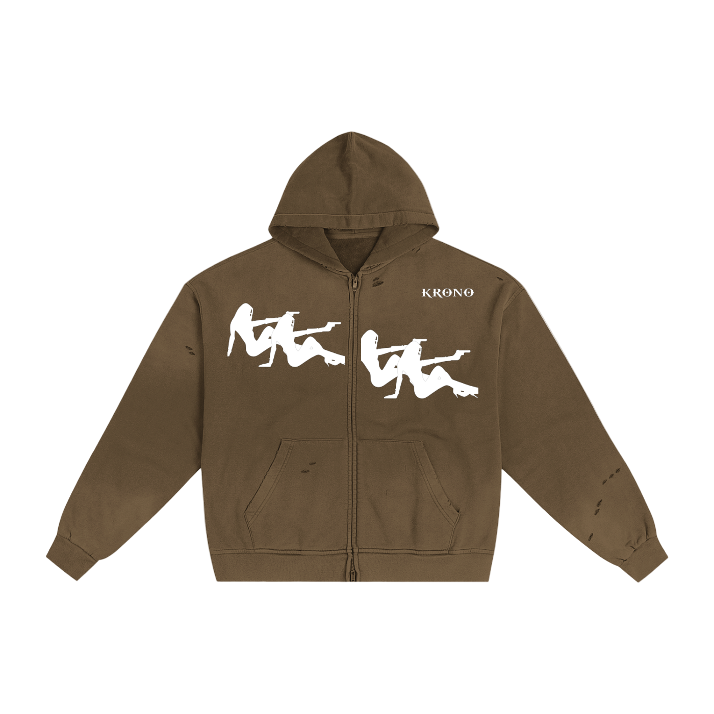 Krono Hand-Frayed Sunfade Zip Hoodie