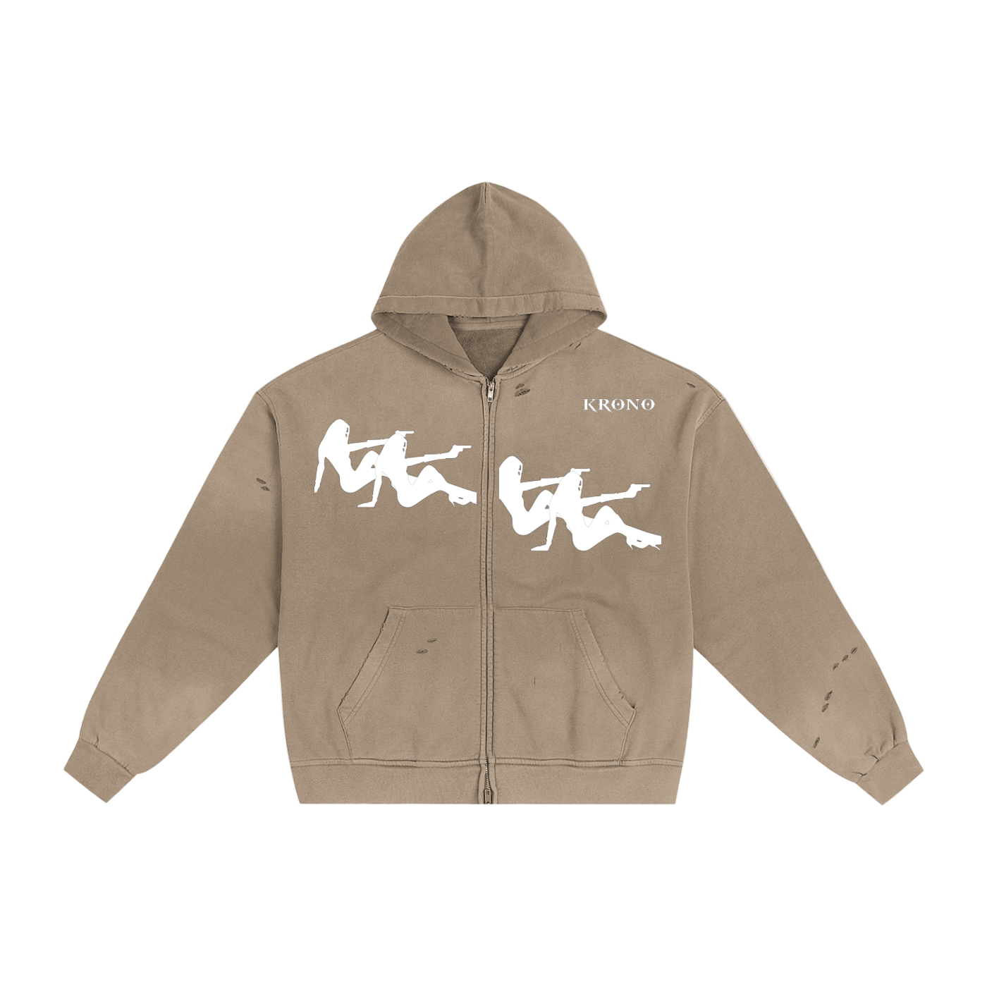 Krono Hand-Frayed Sunfade Zip Hoodie