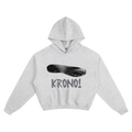 Gray hoodie with a graphic design and 'KRONO!' text on a white background