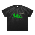 Black t-shirt with green graphic design and 'KRONO' text on a white background