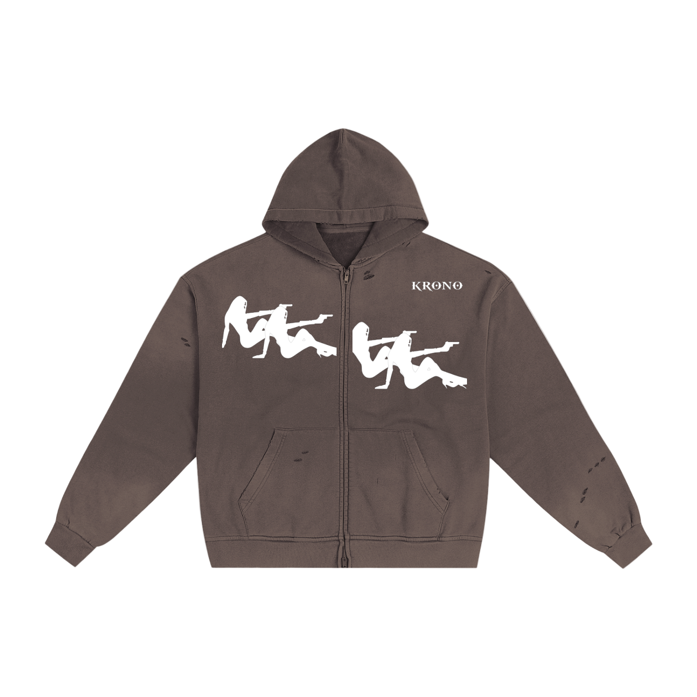 Krono Hand-Frayed Sunfade Zip Hoodie