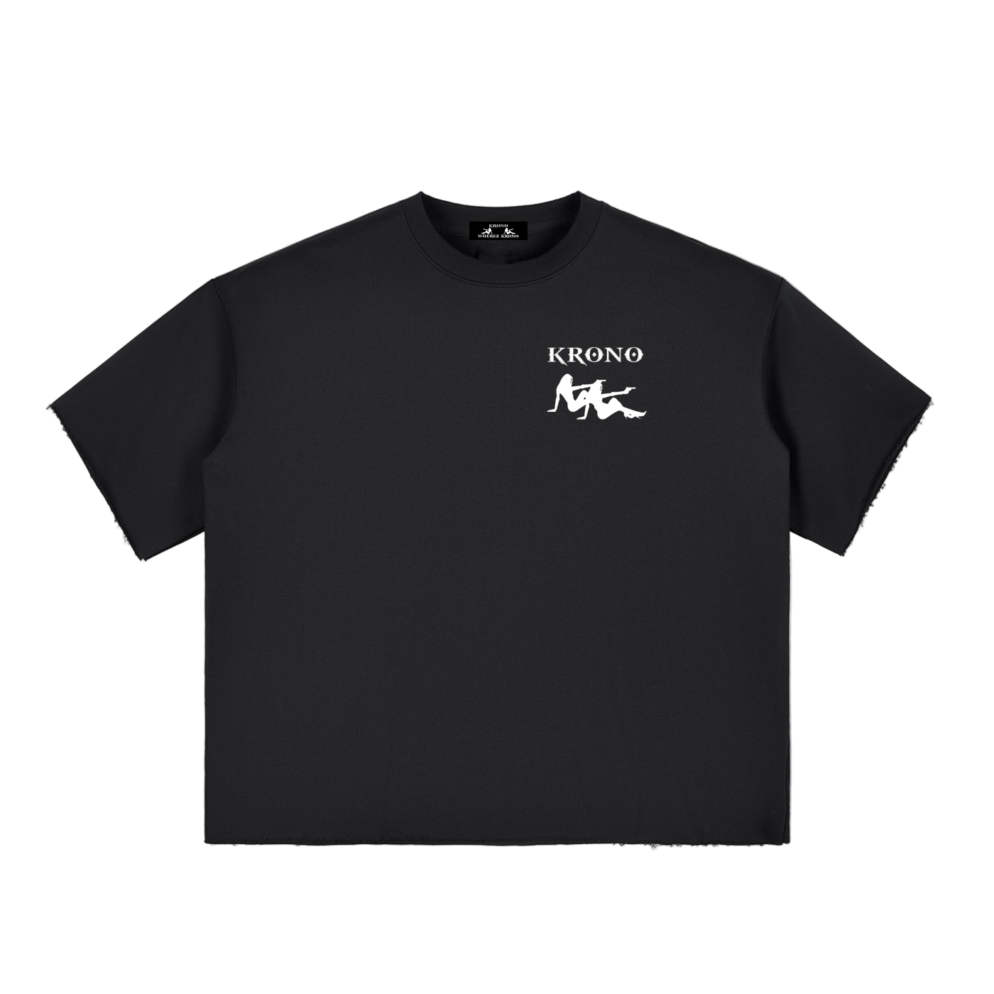 Boxy Half-Sleeve Raw-Edge T-Shirt