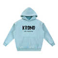 Light blue hoodie with 'KRONO NEW DESGINER' text on a white background