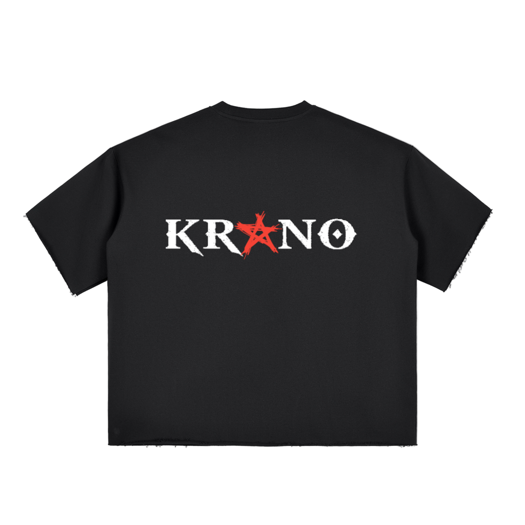 Boxy Half-Sleeve Raw-Edge T-Shirt