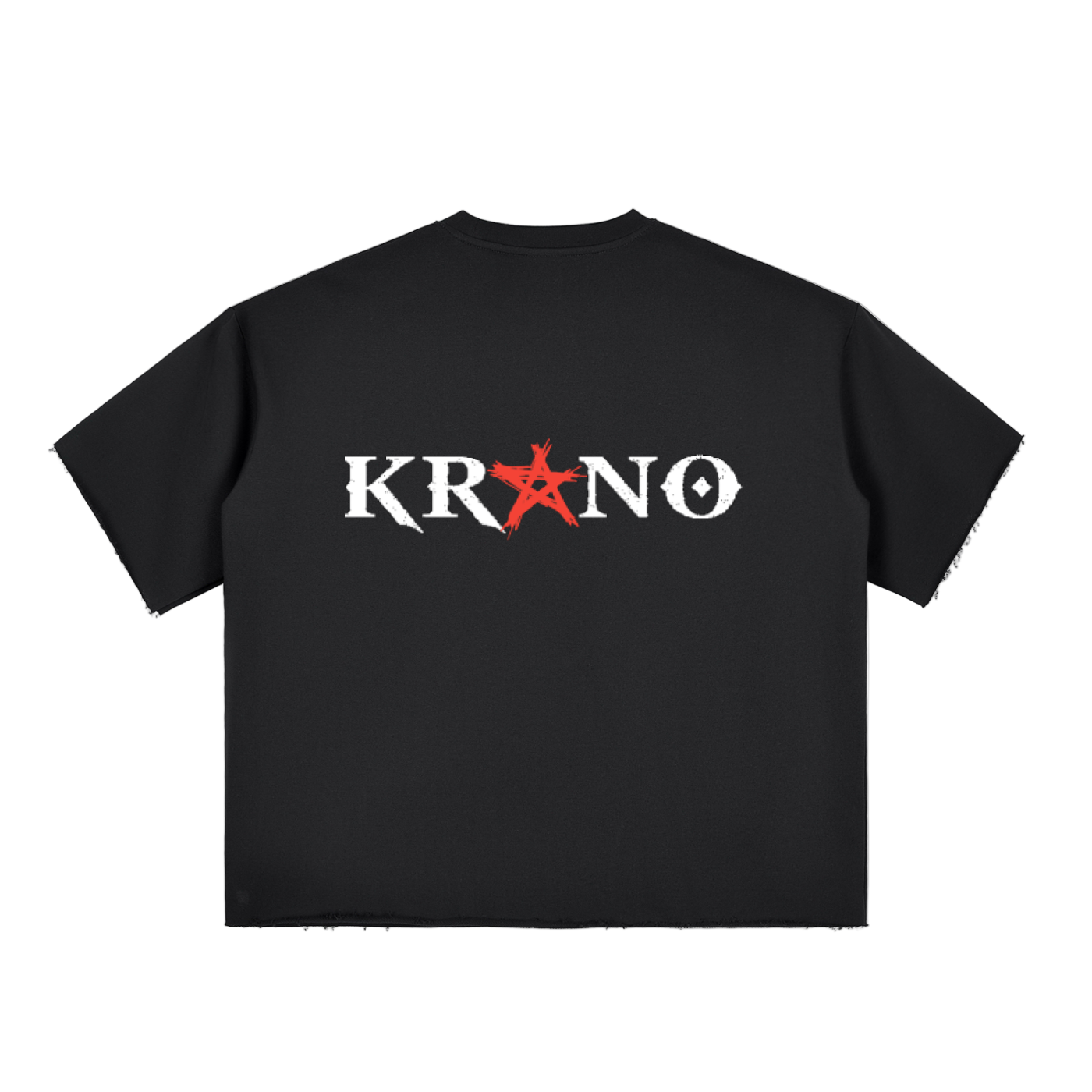 Boxy Half-Sleeve Raw-Edge T-Shirt