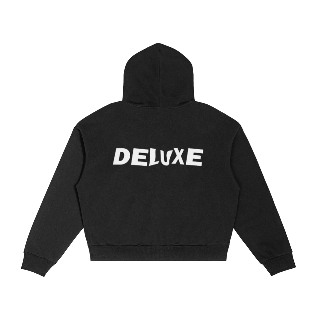 Deluxe Contrast Plaid Boxy Zip Hoodie