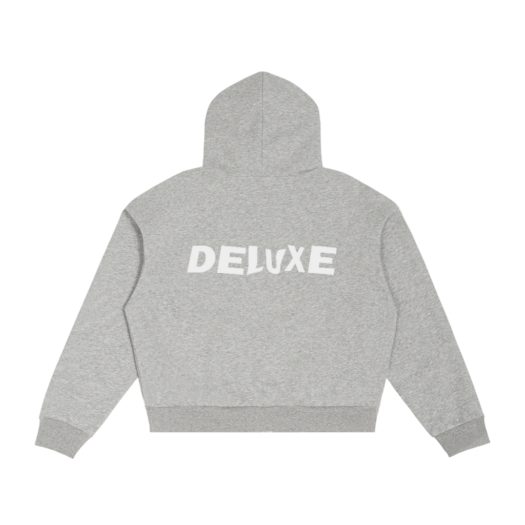 Deluxe Contrast Plaid Boxy Zip Hoodie