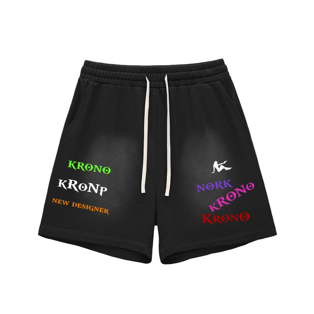 Krono Sun Fade Raw Edge Cotton Shorts