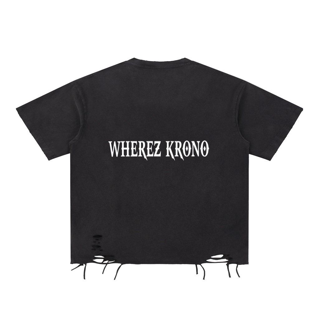 Krono Ripped Snow Washed Raw-Hem T-Shirt