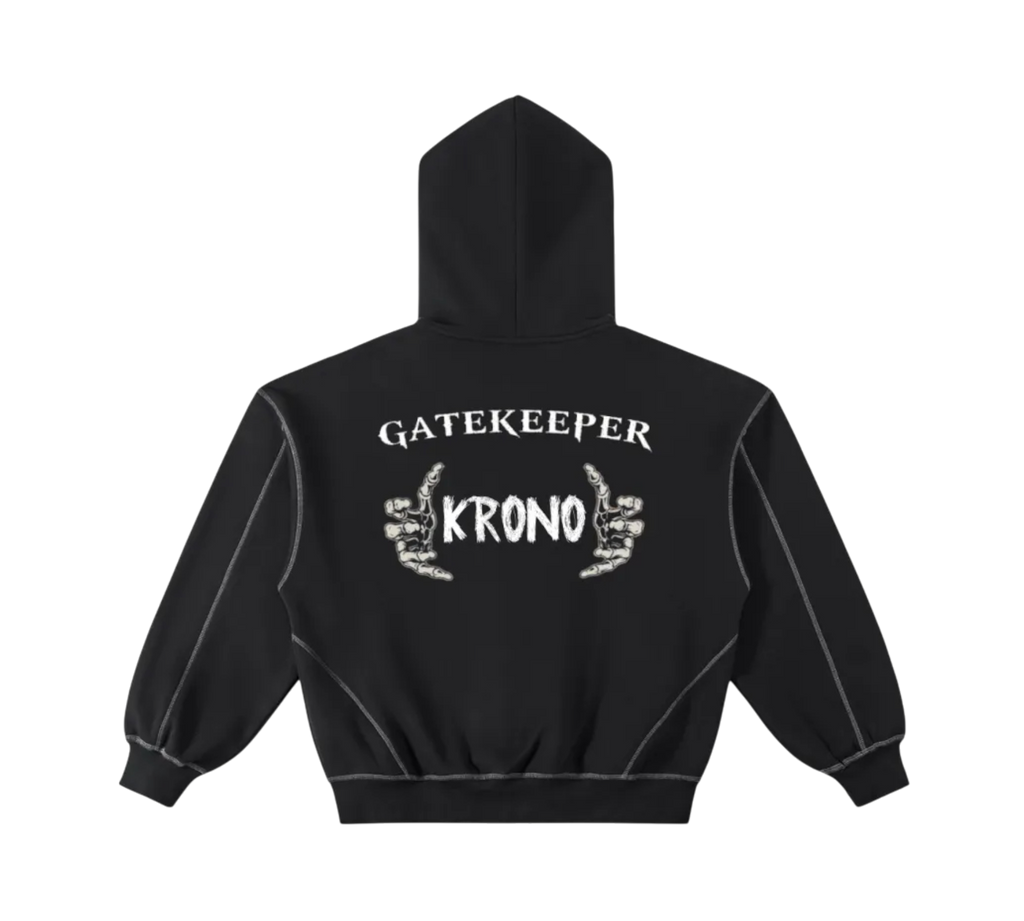 Contrast-Stitched Boxy Fleece Hoodie