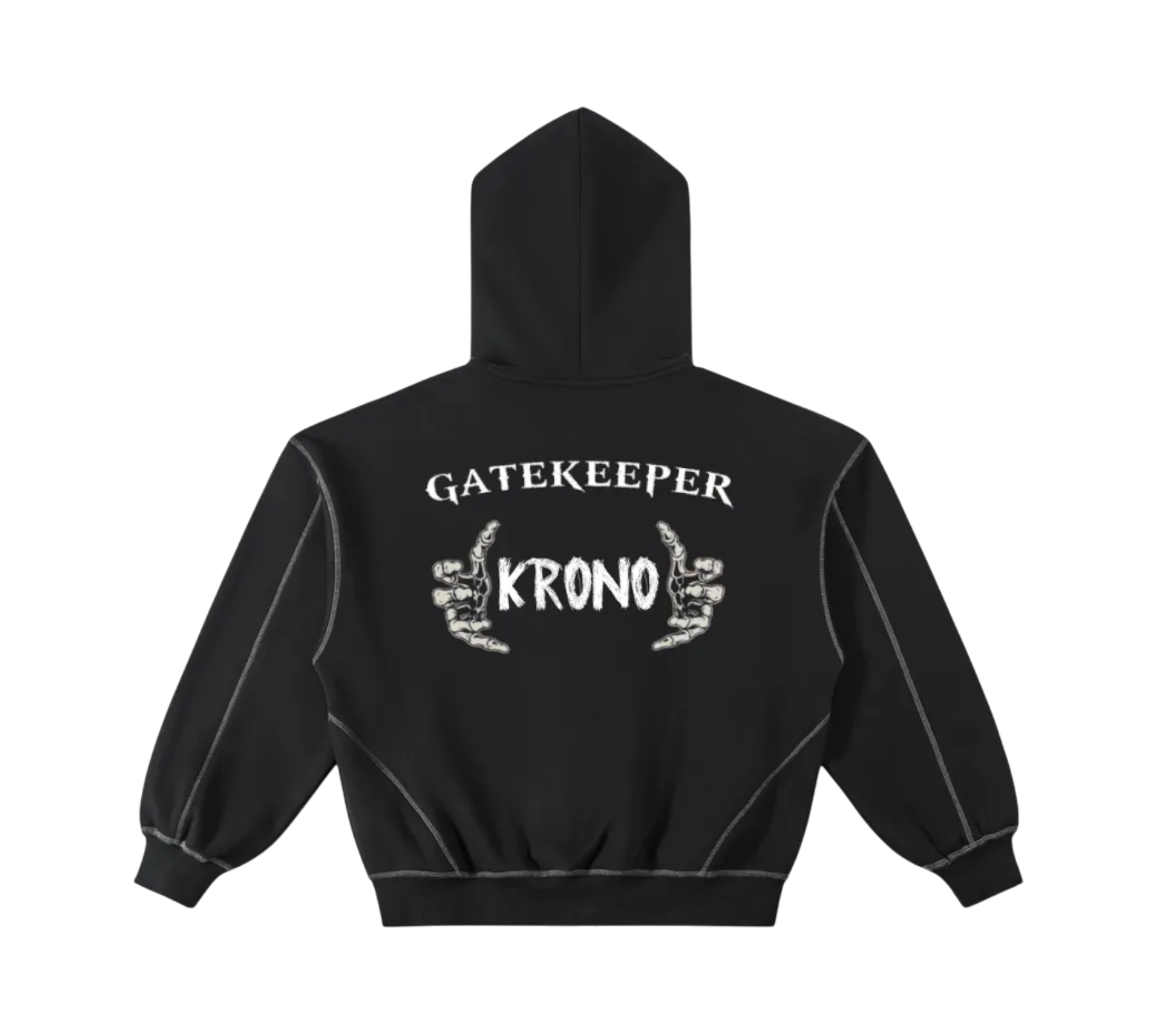 Contrast-Stitched Boxy Fleece Hoodie