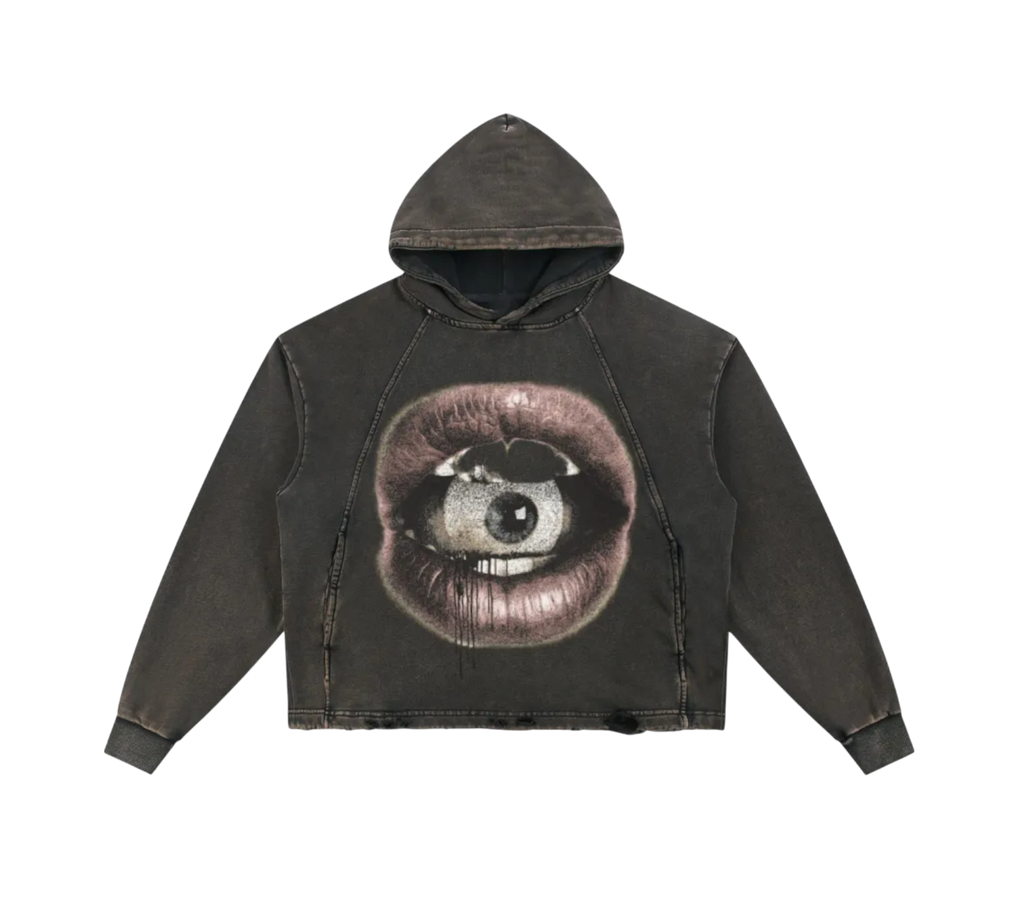 Vintage Washed Frayed-Hem Hoodie