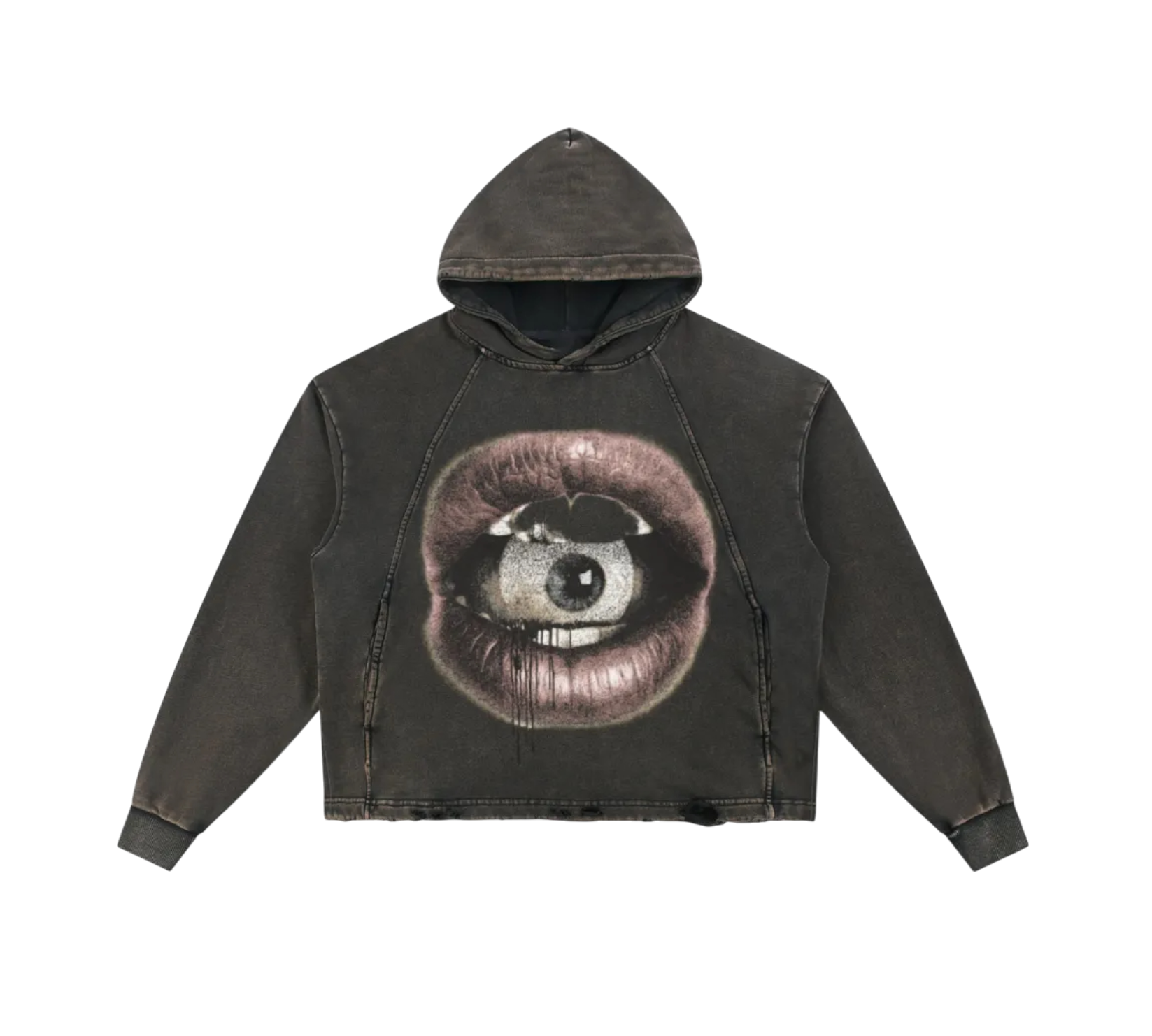 Vintage Washed Frayed-Hem Hoodie