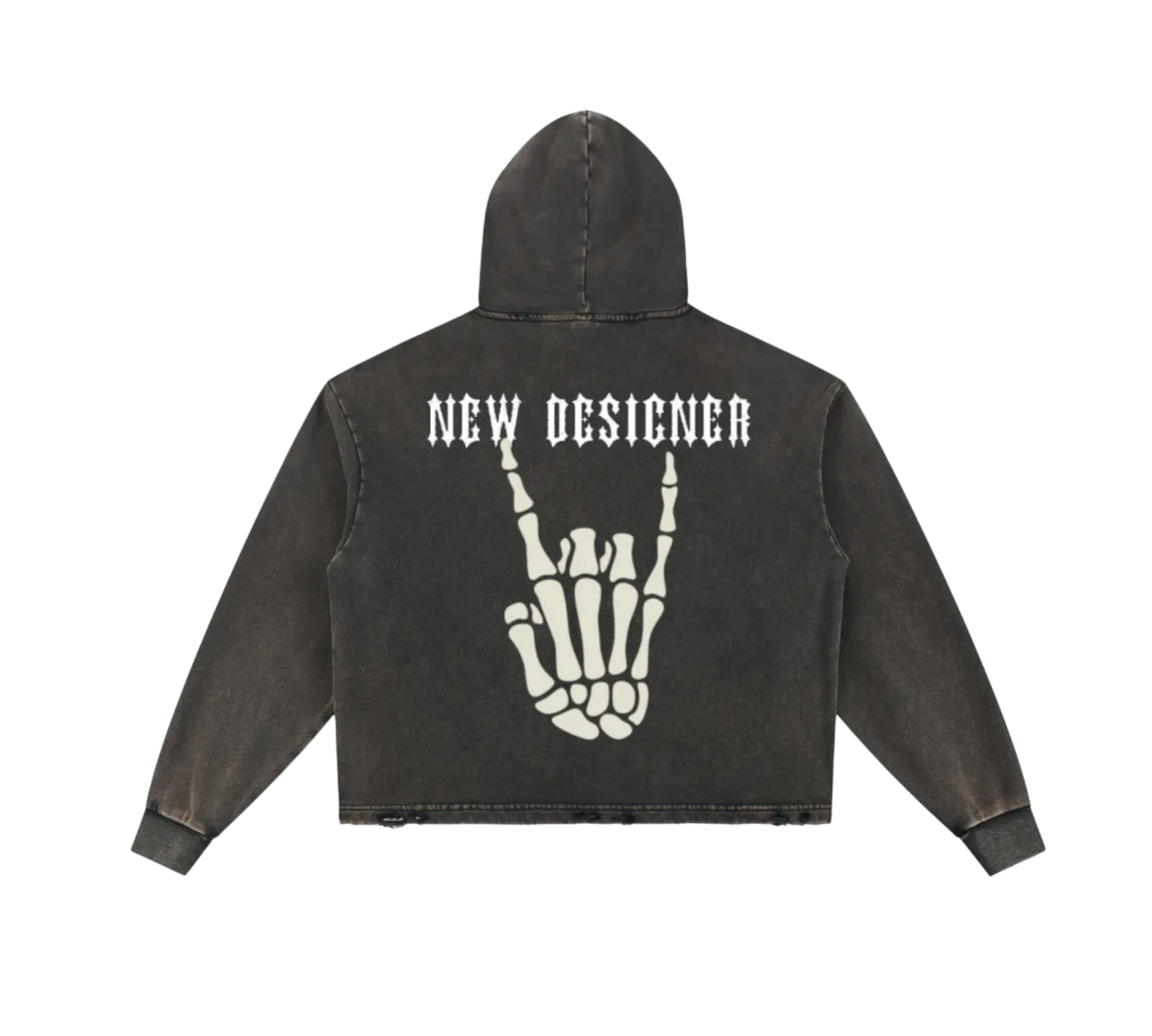 Vintage Washed Frayed-Hem Hoodie