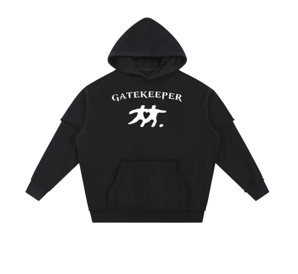 Snow Washed Raw Edge Double Layered Hoodie