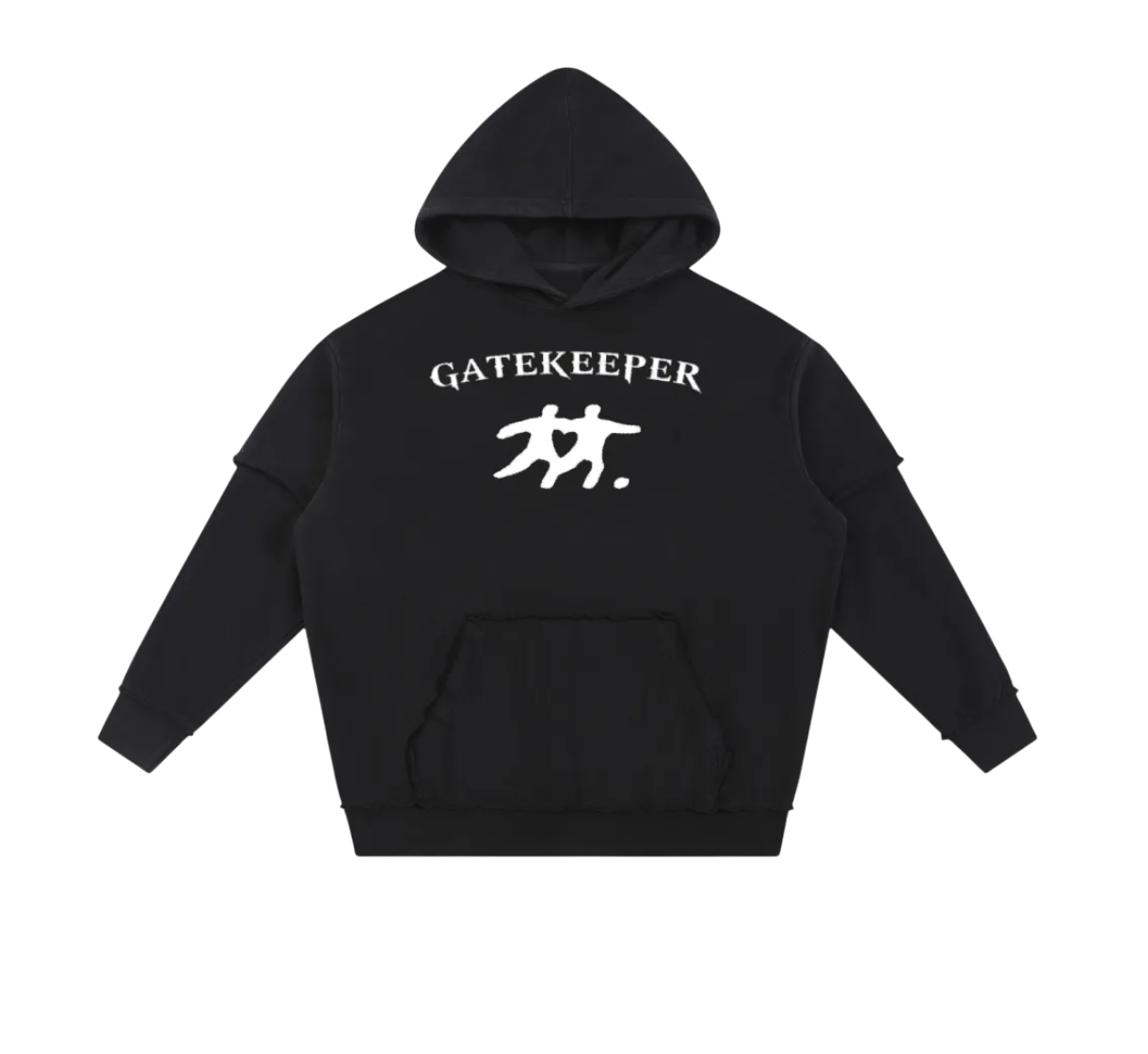 Snow Washed Raw Edge Double Layered Hoodie