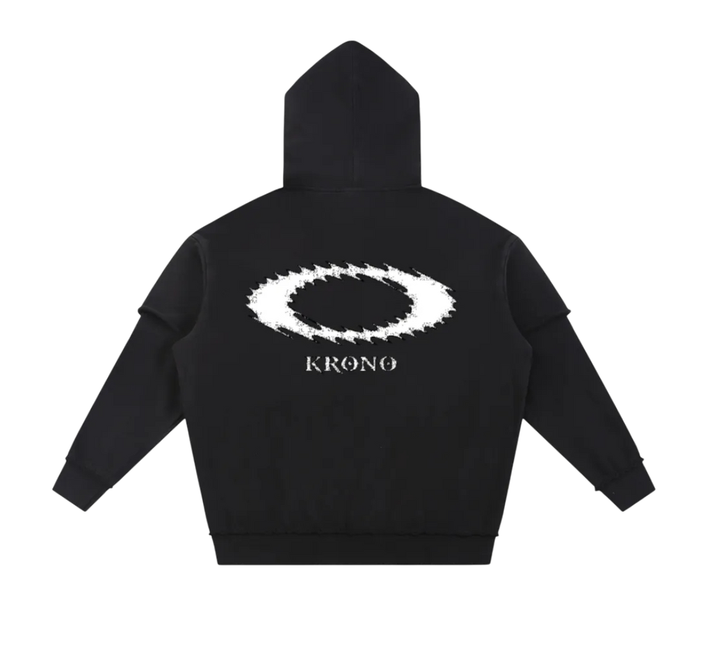 Snow Washed Raw Edge Double Layered Hoodie