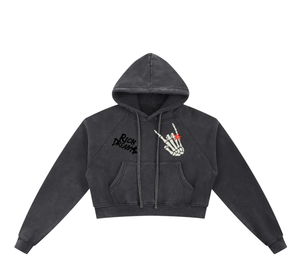 Dj Snow Washed Krono Cropped Hoodie
