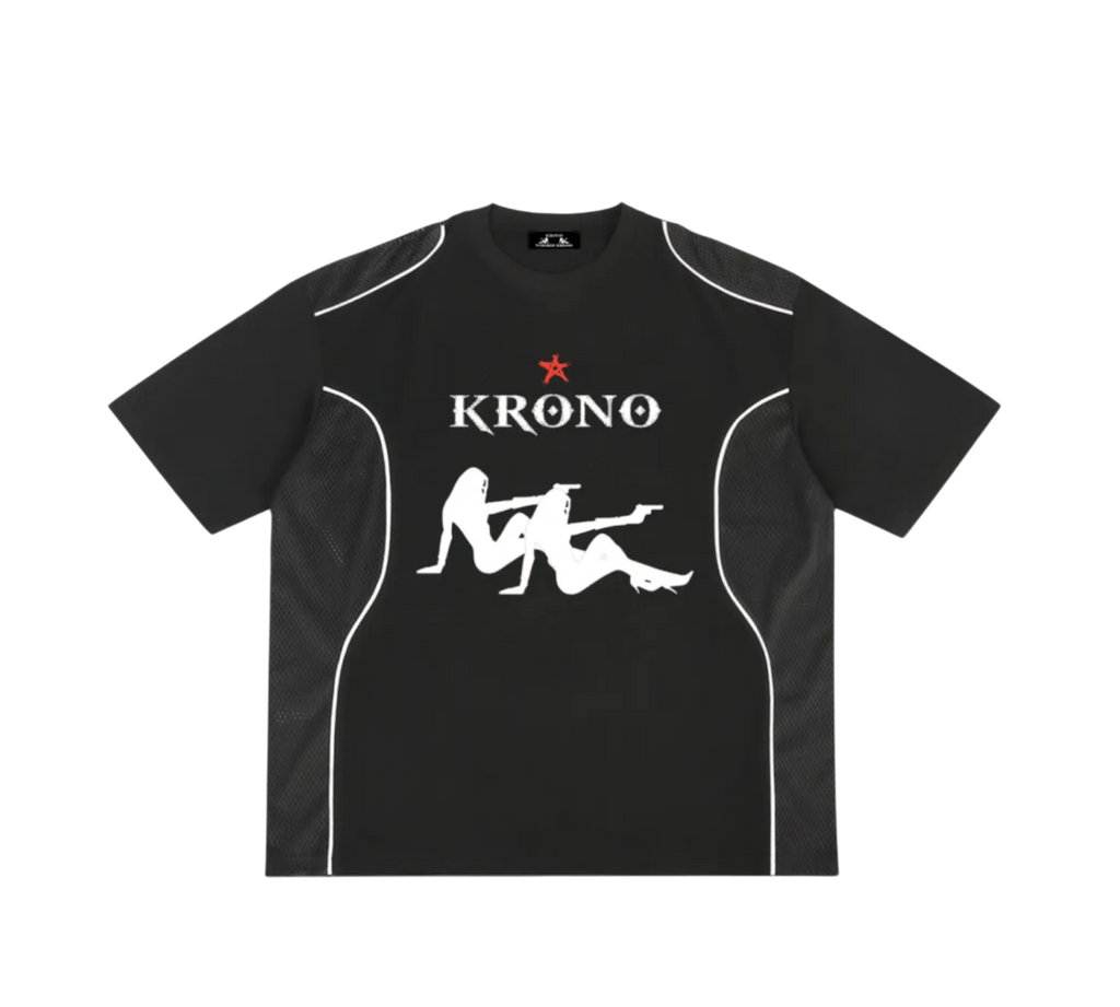 Krono Black Contrast Piped Panel T-Shirt