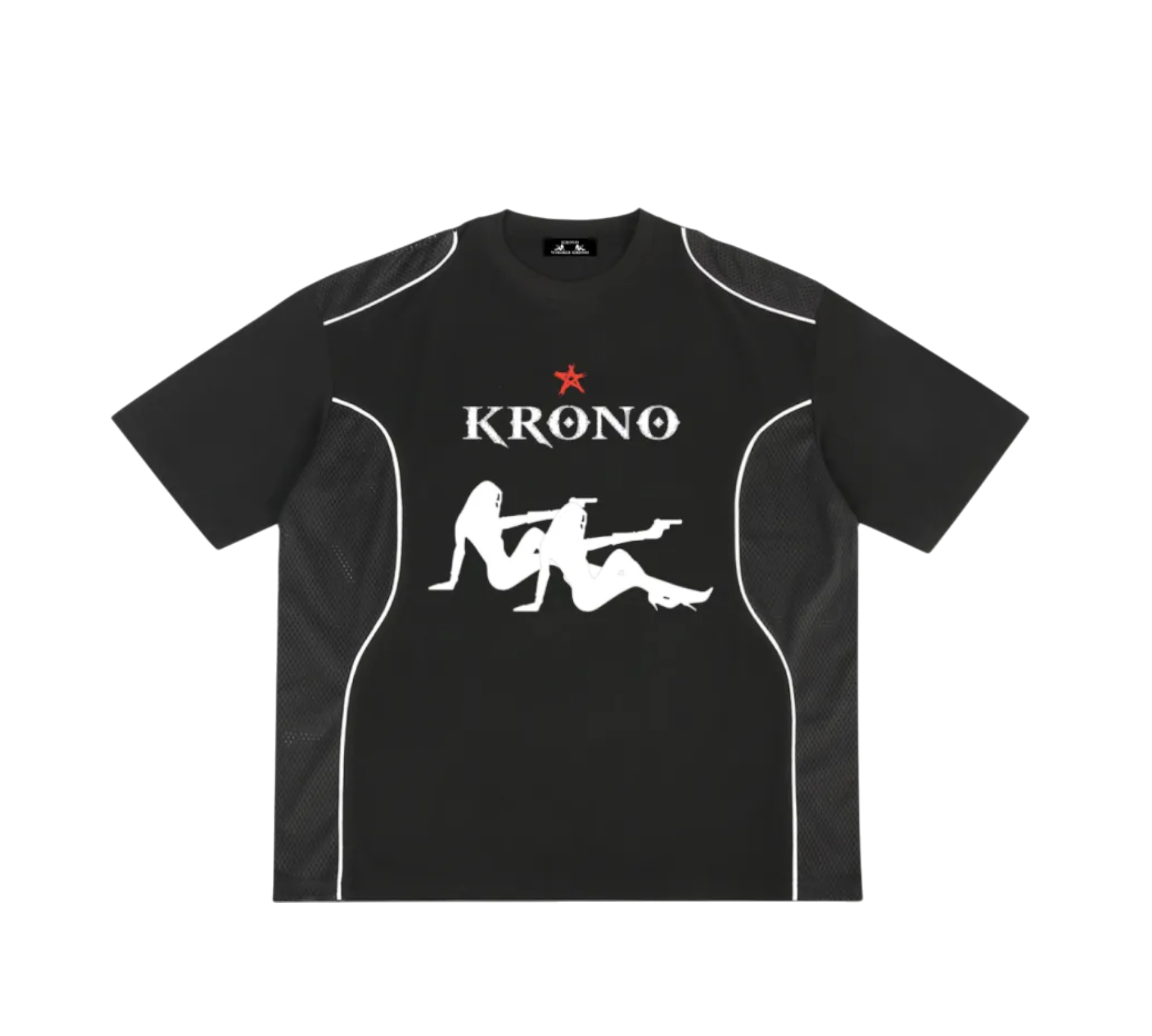 Krono Black Contrast Piped Panel T-Shirt
