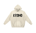 Beige hoodie with 'KRONO' text on a white background